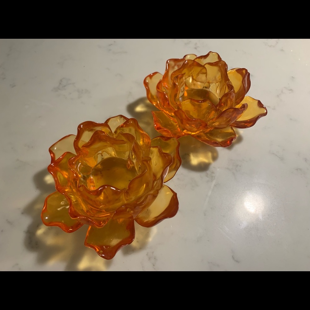 Resin orange flower tea light holders